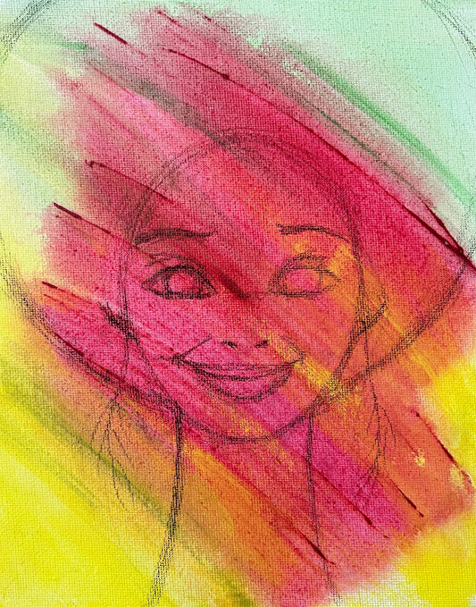 Up Next - Painting of Smiling Woman with Afro